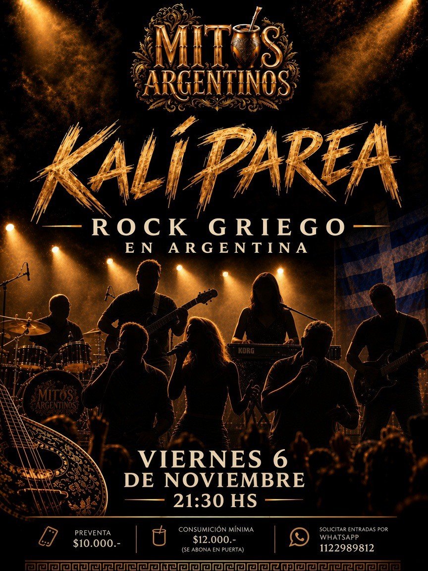 Flyer: Rock griego en Argentina en Mitos Argentinos
